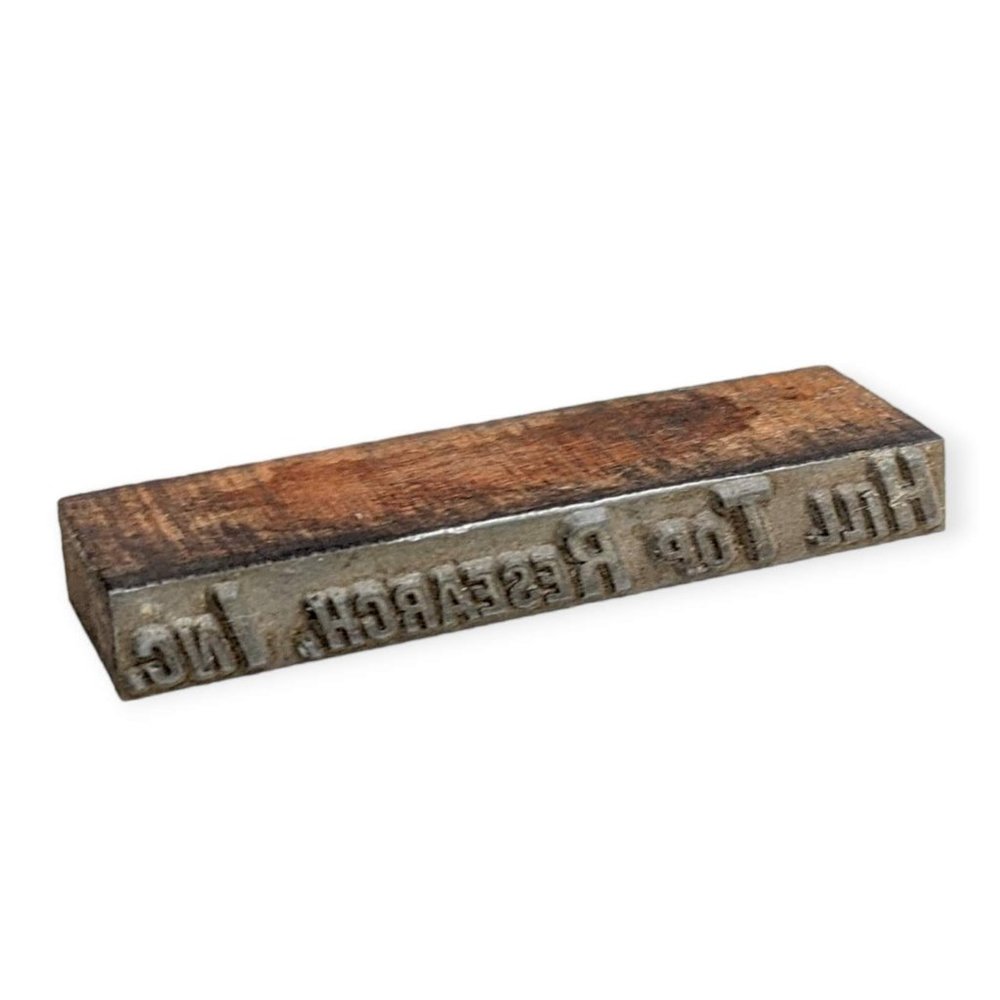 Vintage Letterpress Printing Wood Block: Hill Top Research Inc.